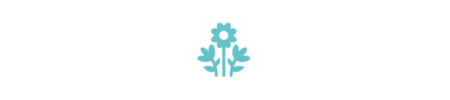 Icon of a flower with leaves in a teal color.