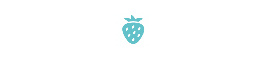 Blue strawberry icon on a striped background.
