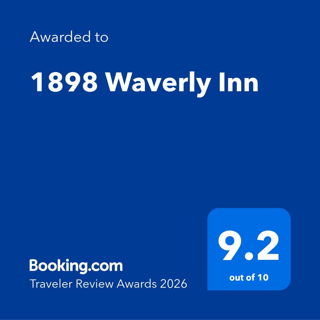 Graphic showing the 2026 Traveler Review Award for 1898 Waverly Inn with a score of 9.2 out of 10.